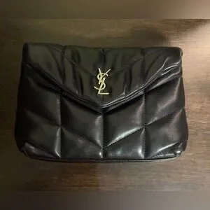 Saint Laurent Puffer Clutch – Black Quilted Lambskin Leather ✨